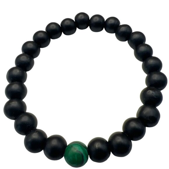 Elegant Black Glass Bead Necklace & Stone Bracelets Set.  C4 - Picture 9 of 13